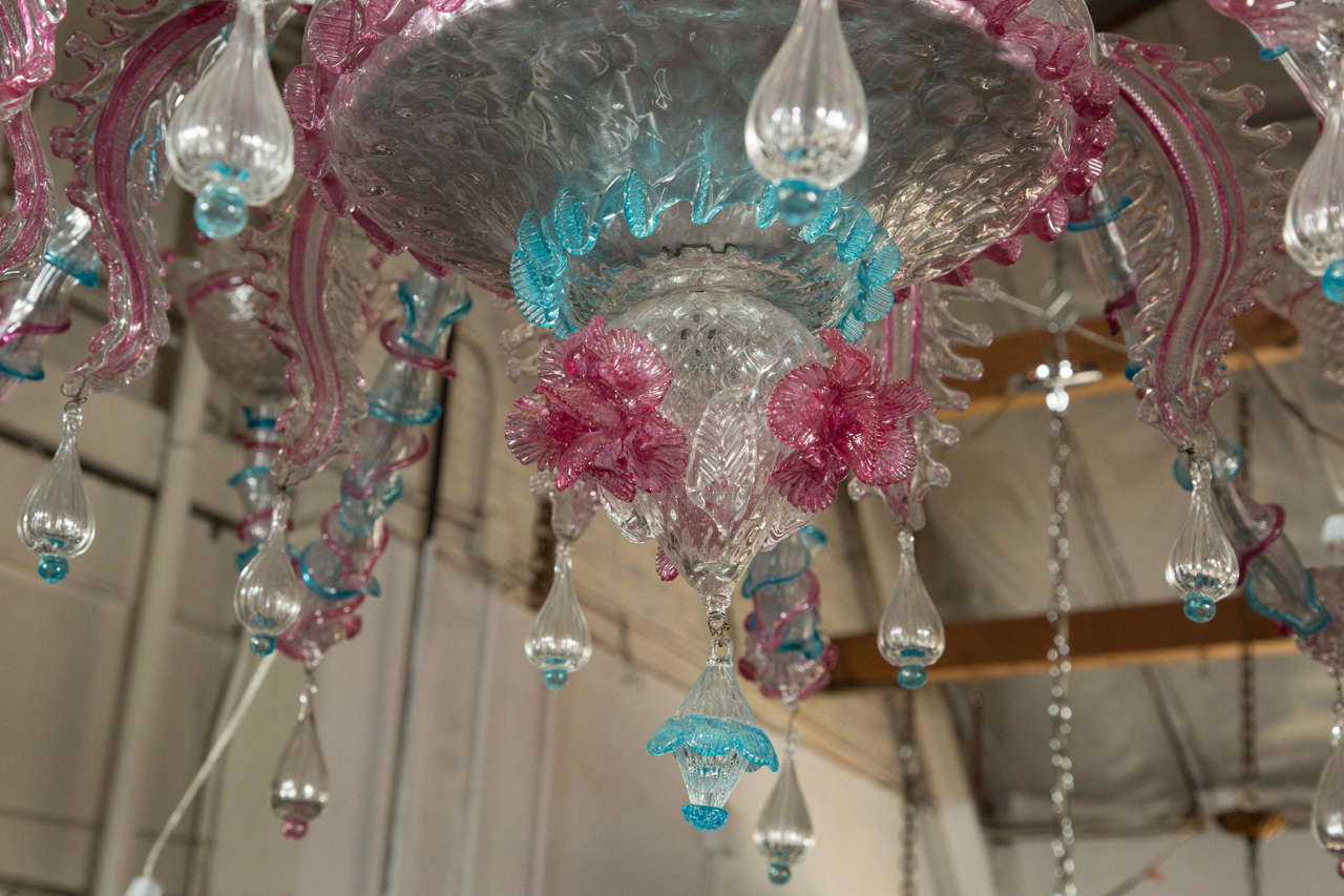 Italian 1950s Handblown Murano Glass Chandelier