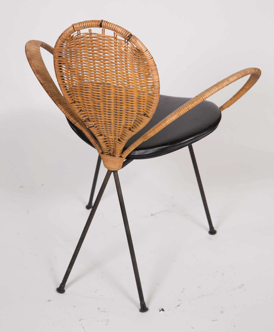Mid-Century Modern Wicker Backed Chair 2
