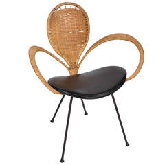 Mid-Century Modern Wicker Backed Chair