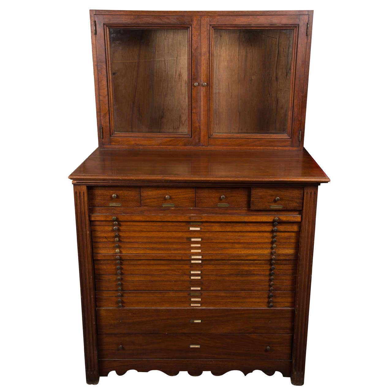 Wooden Map Cabinet with Glass Doors For Sale at 1stDibs | map cabinet ...