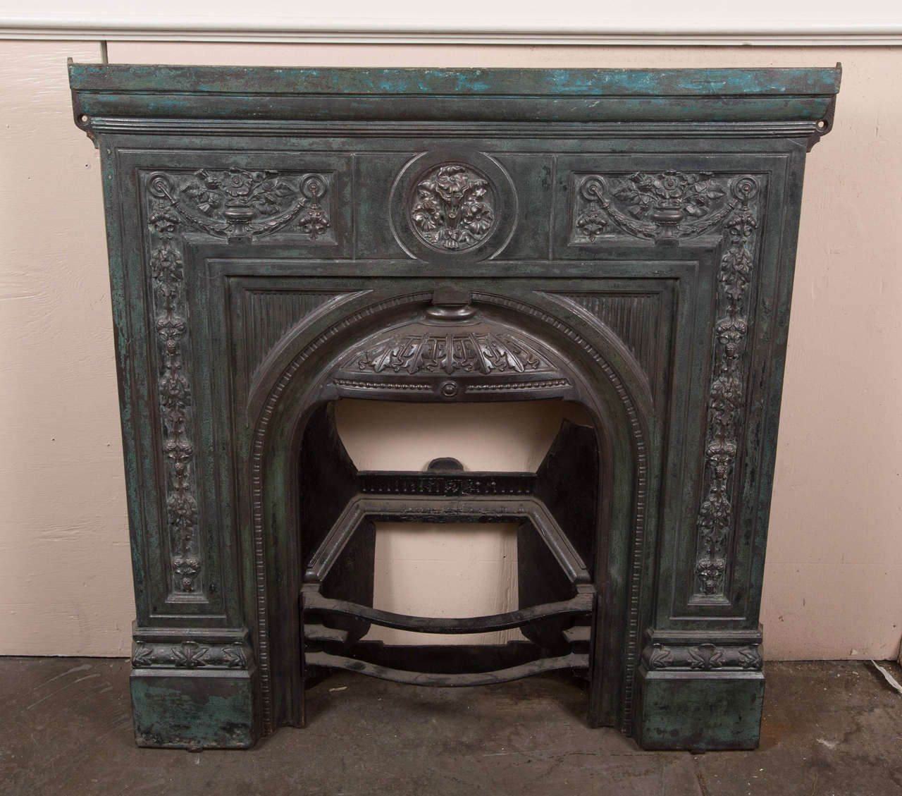 1860s English Cast Iron Mantel with Floral Embellishments at 1stDibs