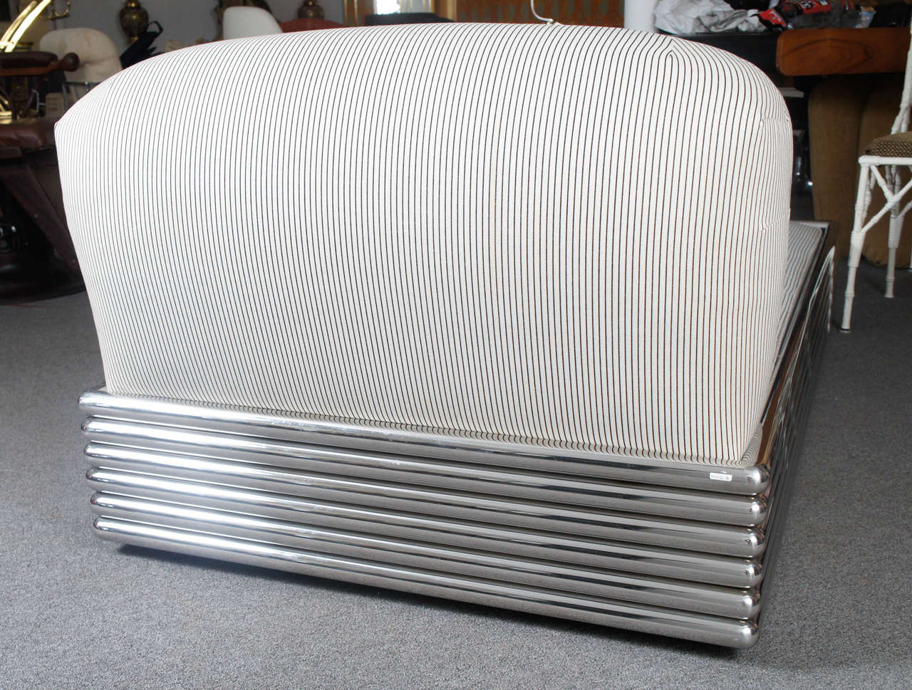 20th Century Pair polished stainless steel radiator Brueton Chaise Lounges or Daybeds