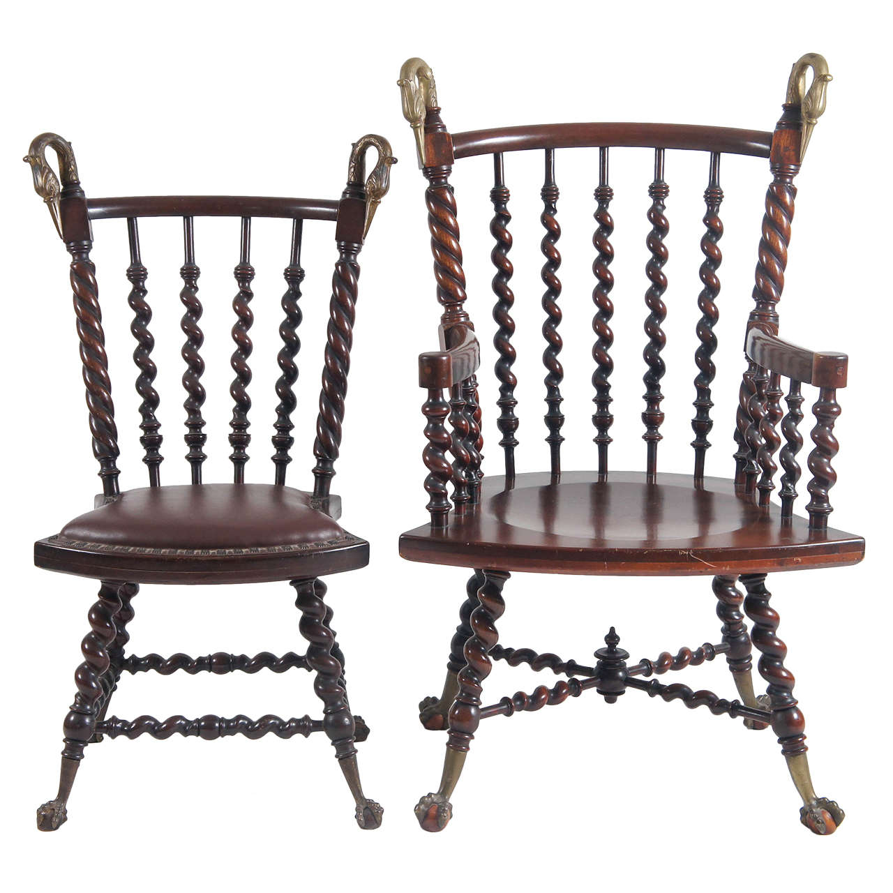 a pair of his and hers Victorian mahogany spindle chairs For Sale