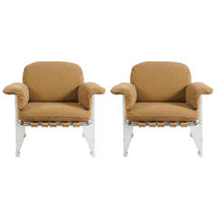 a pair of 70's lucite floating Pace Collection armchairs