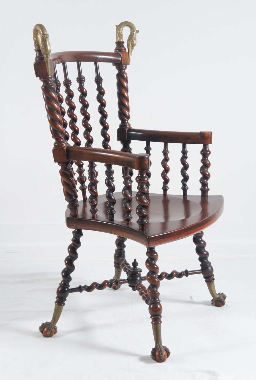 a pair of his and hers Victorian mahogany spindle chairs For Sale at