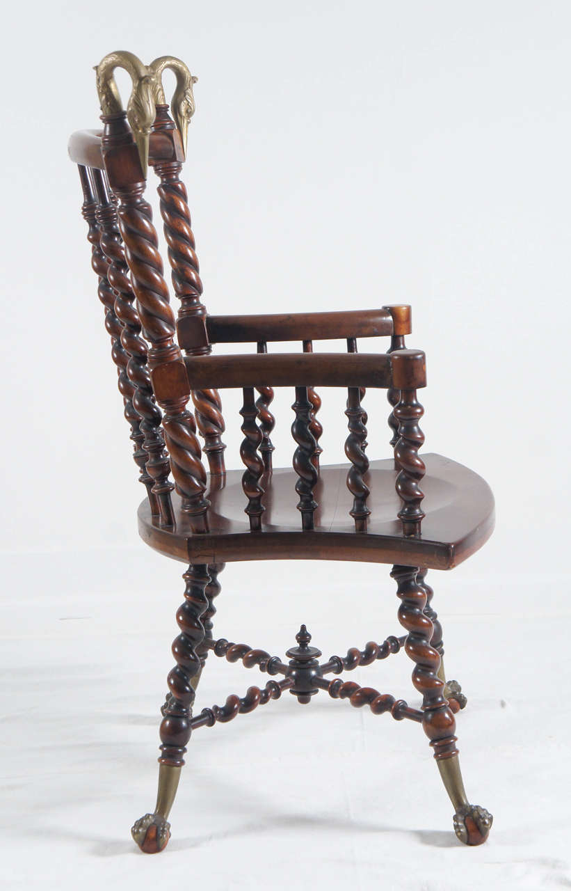 a pair of his and hers Victorian mahogany spindle chairs For Sale at