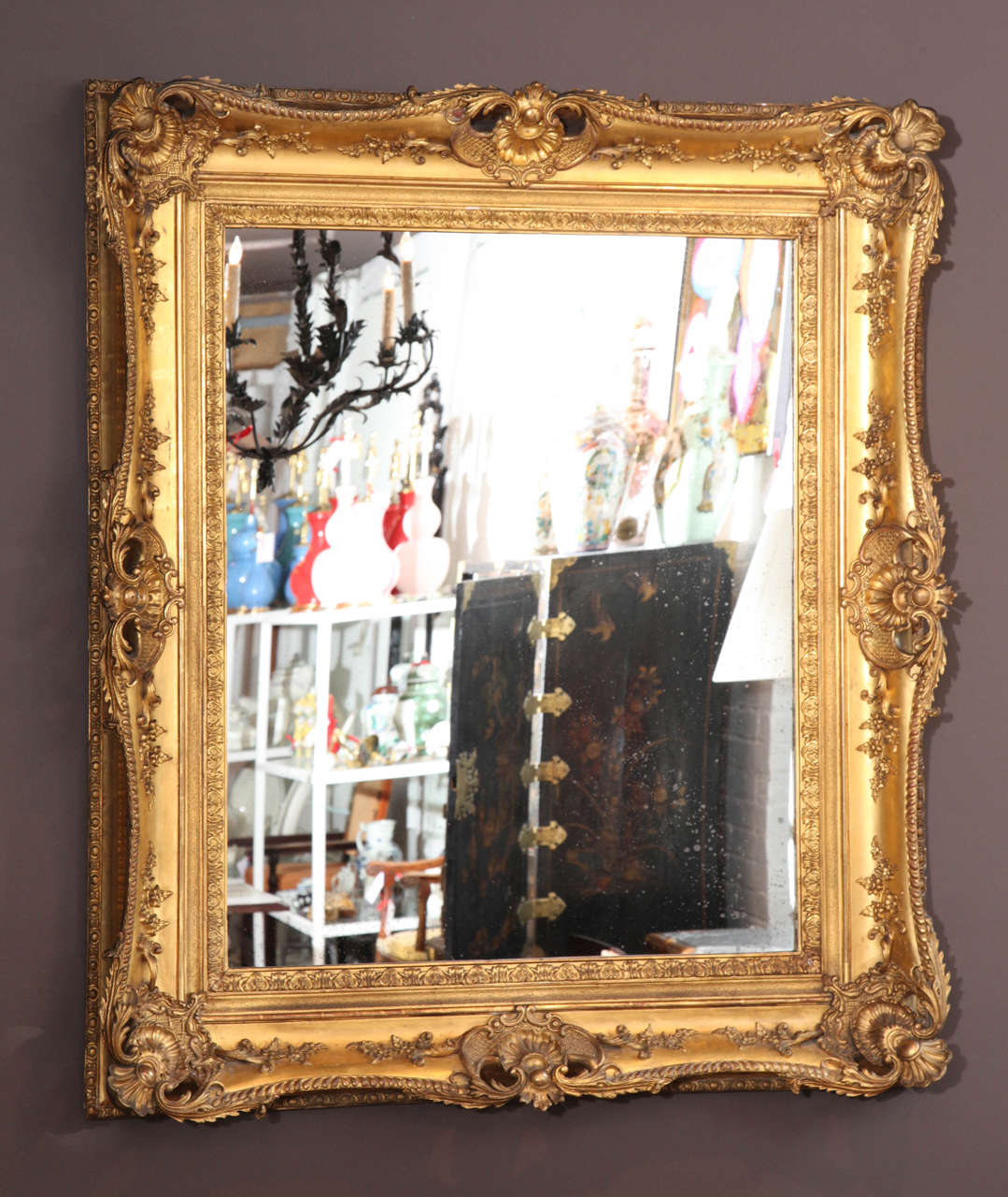 A Louis XV Style Carved and Fitted With Antique Mirror. France 19th Century