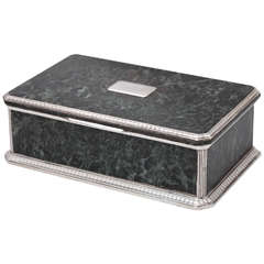Rare and Unusual Art Deco Sterling Silver and Marble Tiffany Table Box