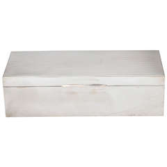 Art Deco Sterling Silver, "Tuxedo Striped" Table Box with Hinged Lid