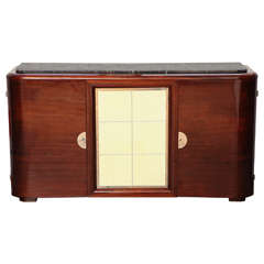 French Art Deco Sideboard or Cabinet in Palisander and Parchment, circa 1935