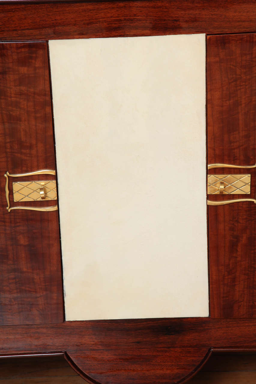 Bronze Art Deco Sideboard in Walnut with Parchment Center Door For Sale