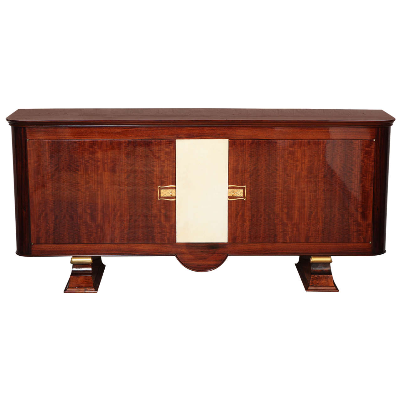 Art Deco Sideboard in Walnut with Parchment Center Door For Sale