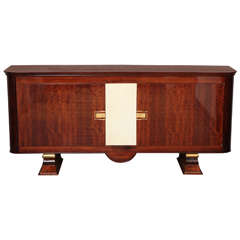 Art Deco Sideboard in Walnut with Parchment Center Door