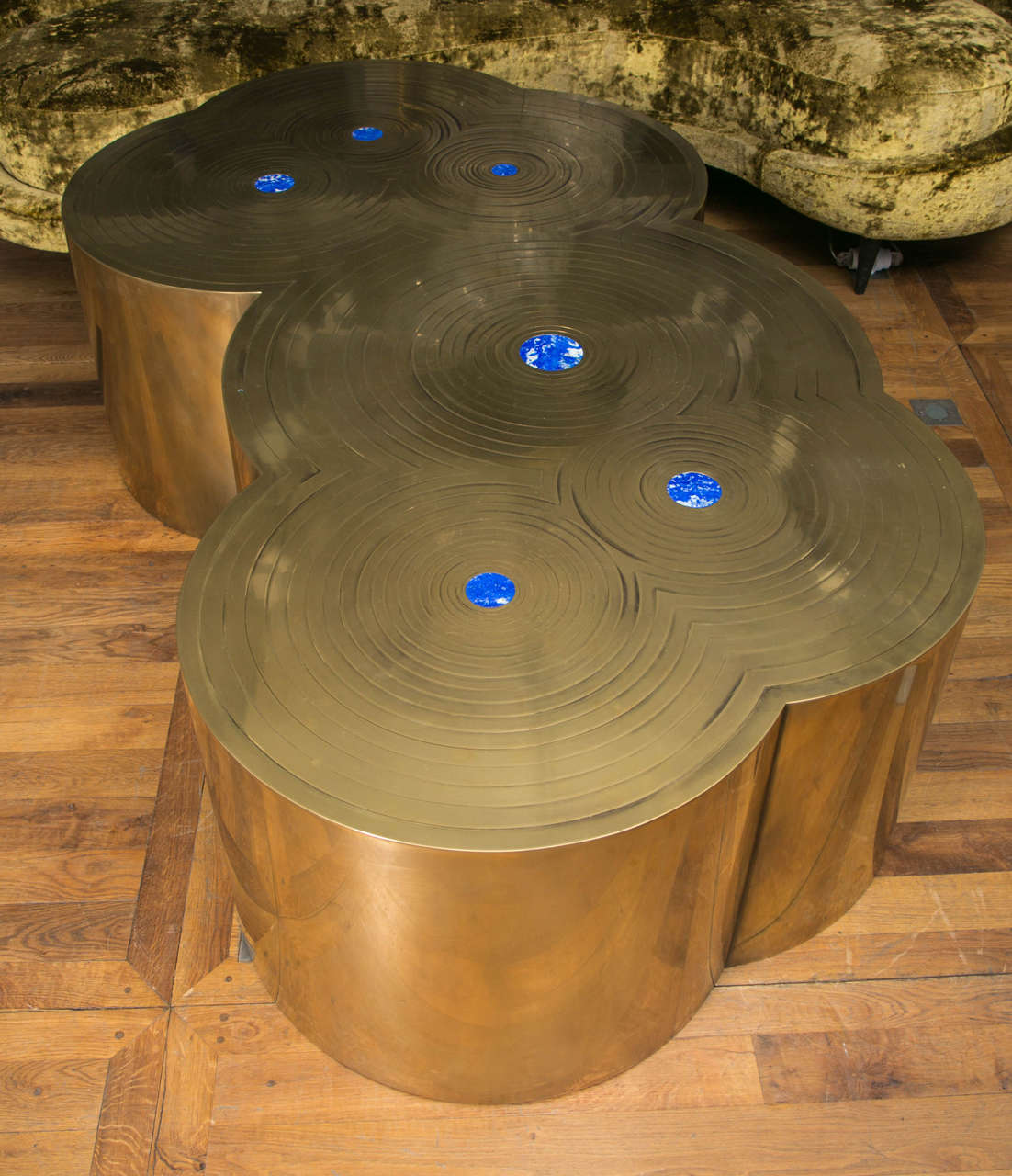 Contemporary Coffee Table with Lapis Lazuli