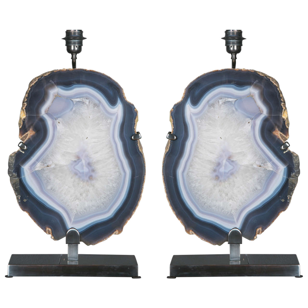 Pair of Large Agate Table Lamps