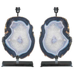 Pair of Large Agate Table Lamps