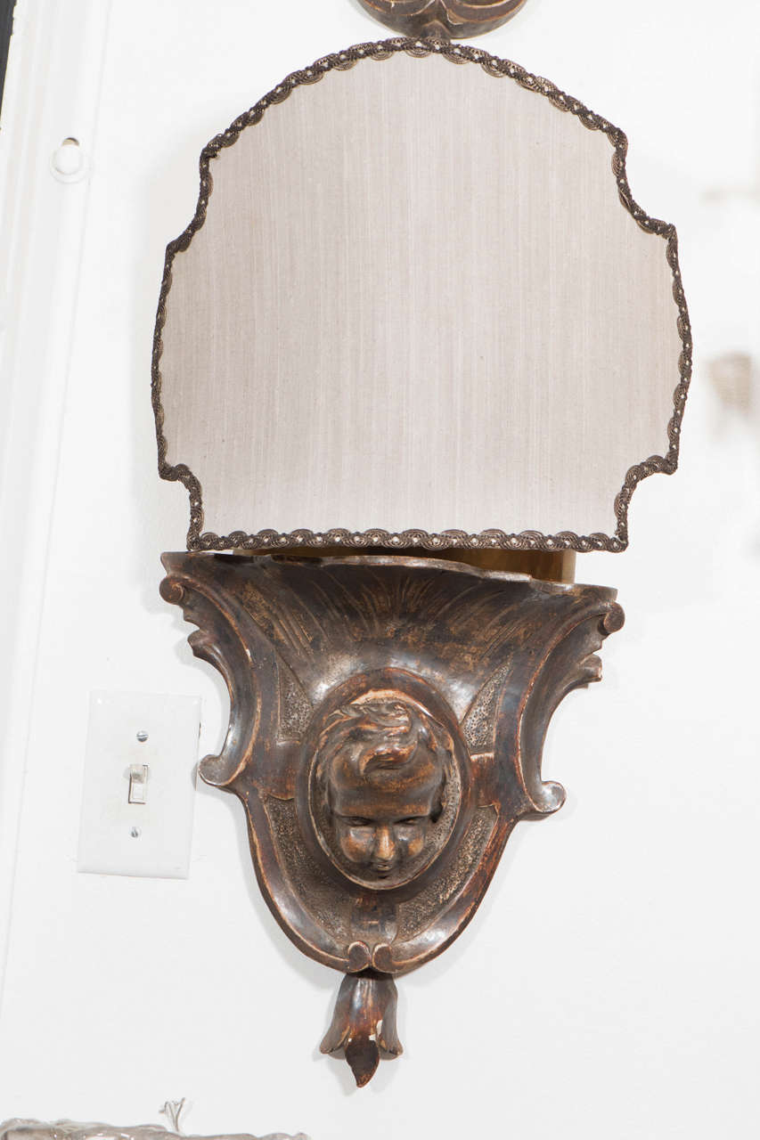 Irish 19th Century Cherubs Head Wall Sconces For Sale