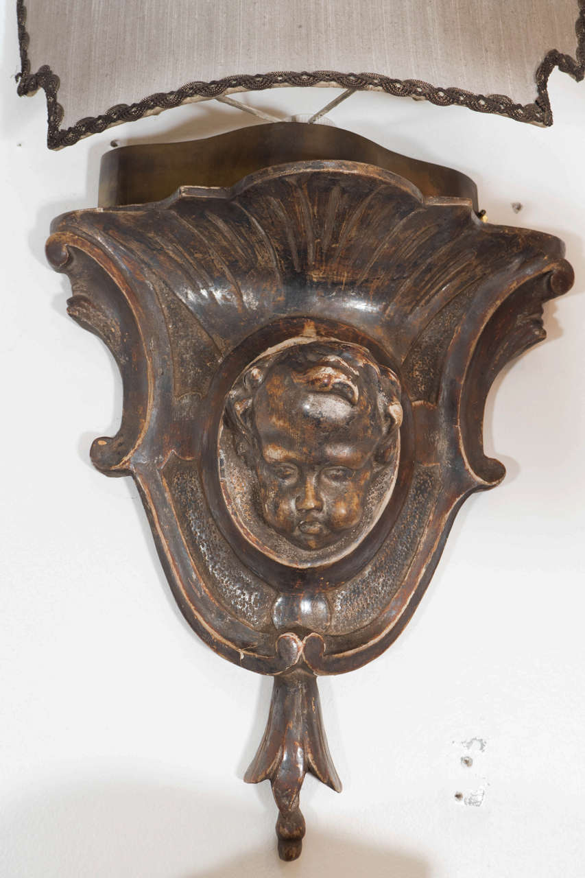 19th Century Cherubs Head Wall Sconces In Good Condition For Sale In New York, NY