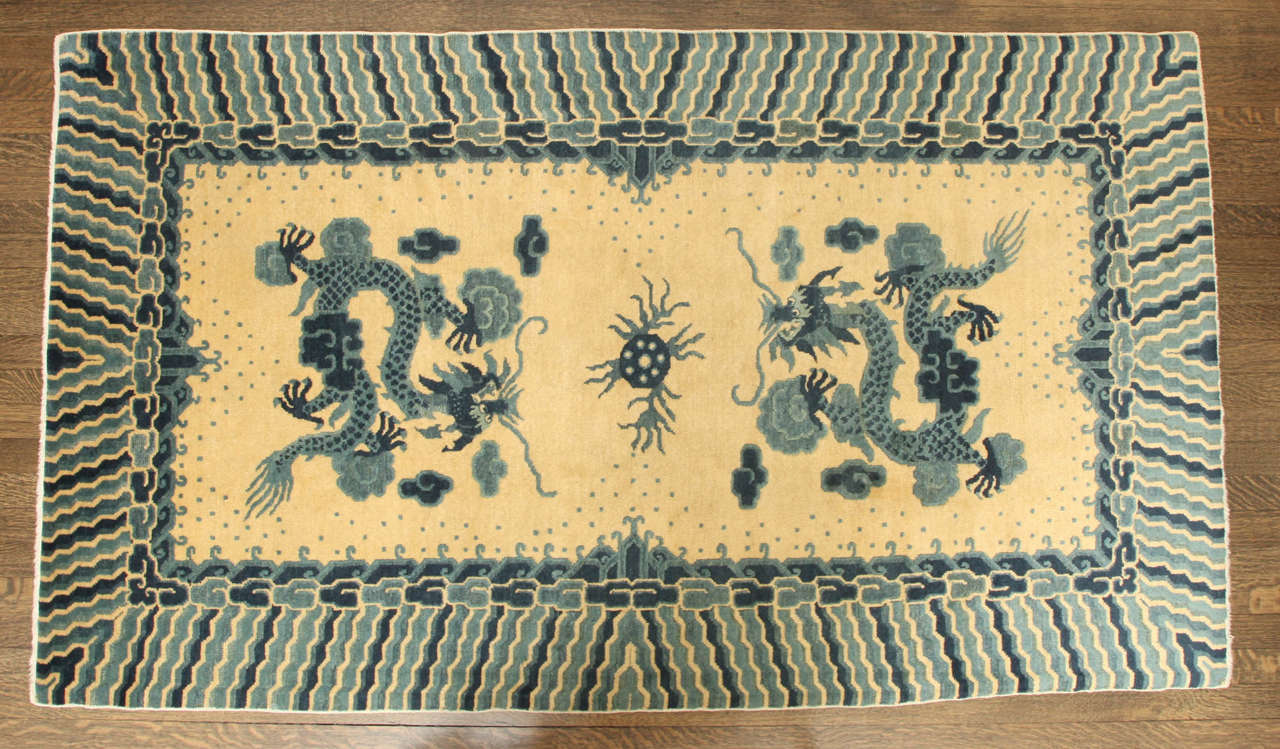 Antique Chinese Dragon Ningxia Rug