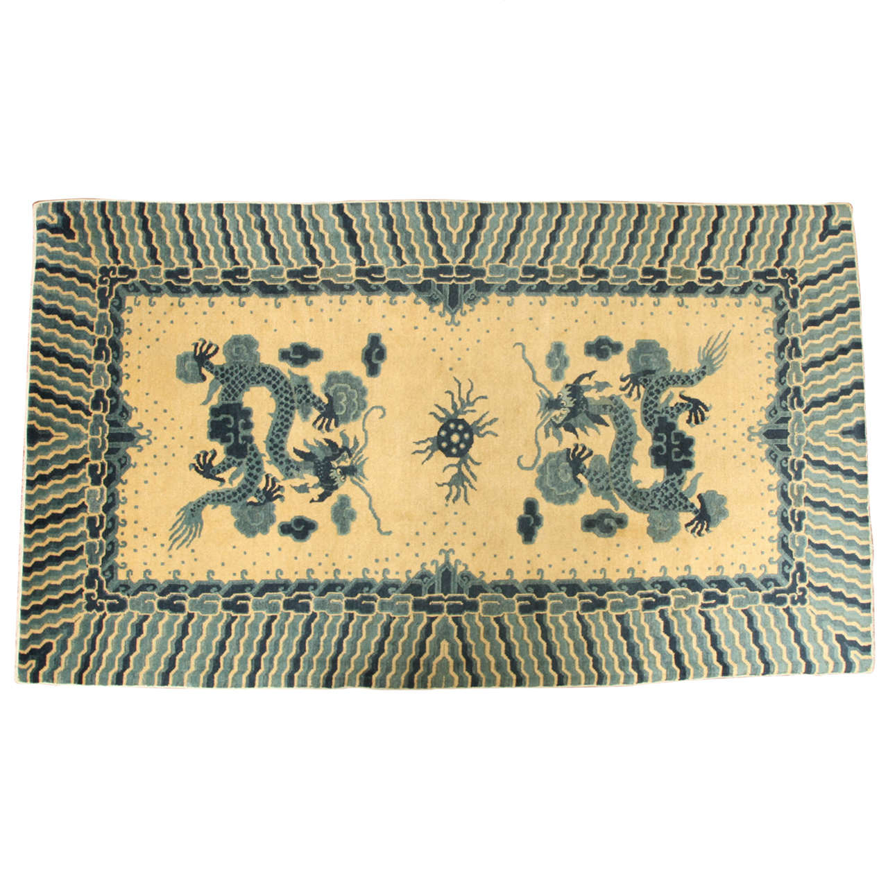 Antique Chinese Dragon Ningxia Rug For Sale