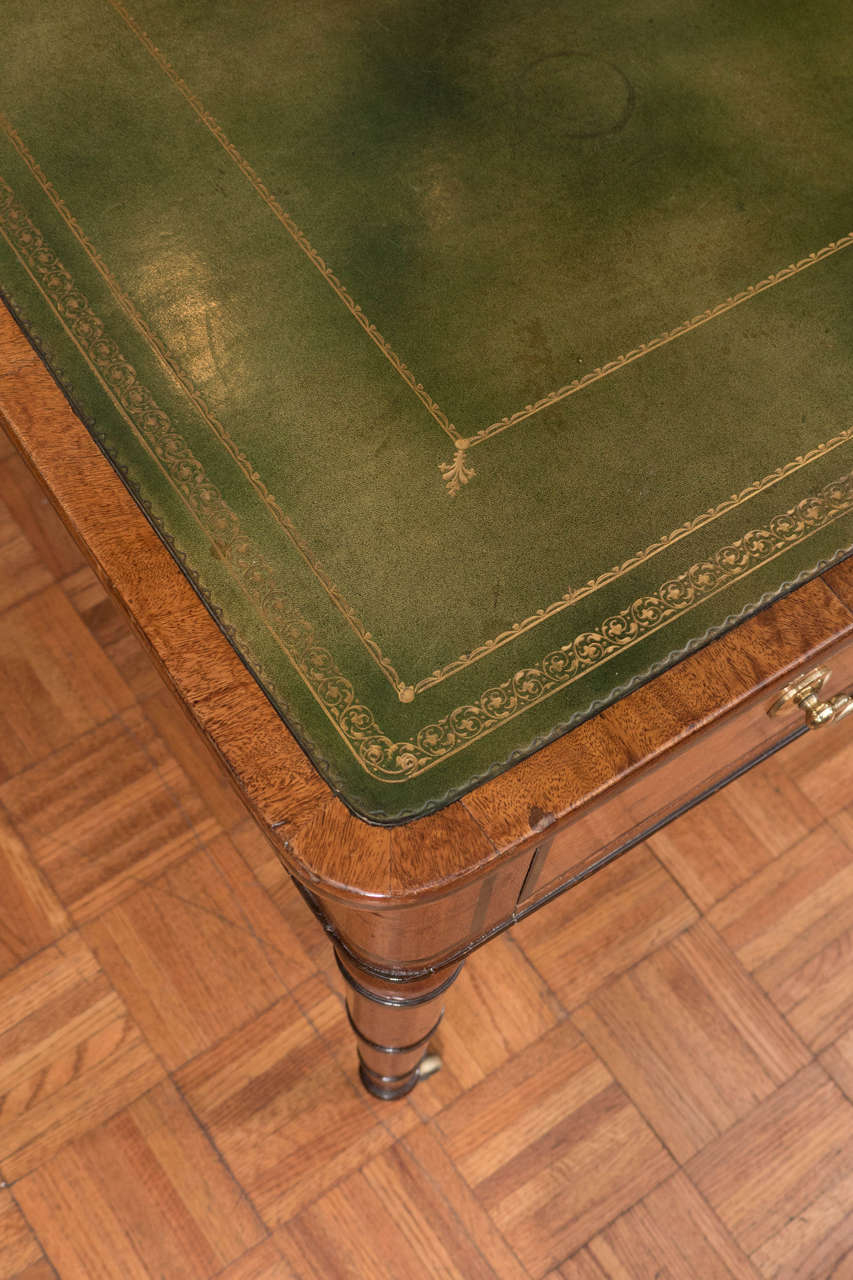 Early 19th Century Regency Leather Top Mahogany Partners Desk 1