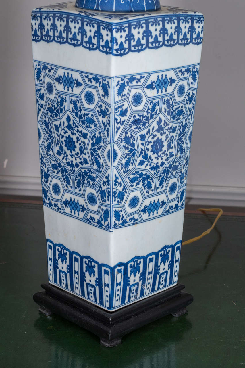 Pair of Chinese Blue and White Porcelain Vases, Wired as Lamps 2