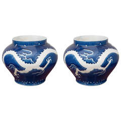 Pair of Blue Cobalt Cachepots 6