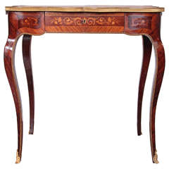 19th Century French Louis XV Marquetry Writing Table Signed P Sormani