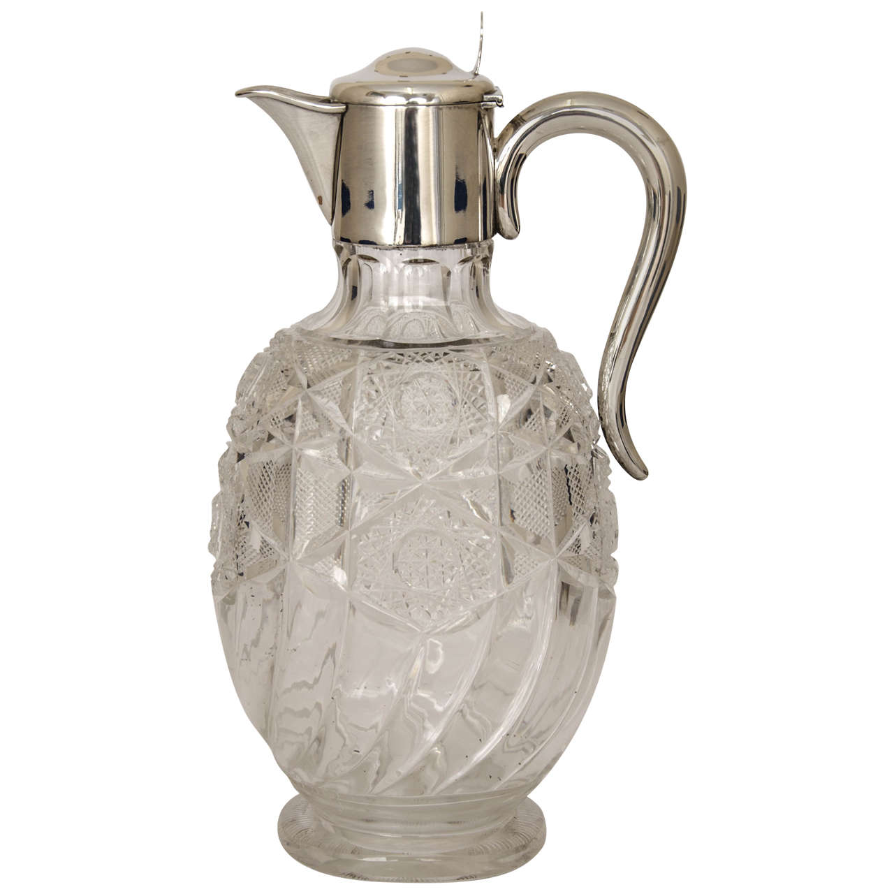 Sterling Silver Mounted Claret Jug Made by Mappin & Webb in 1909 For Sale