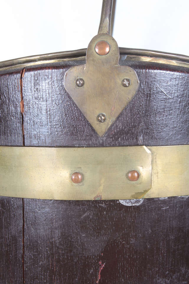 Mahogany 19th Century Brass Bound Coal Bucket For Sale