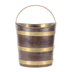 Antique 19th Century Brass Bound Coal Bucket