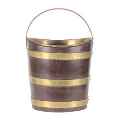 Antique 19th Century Brass Bound Coal Bucket
