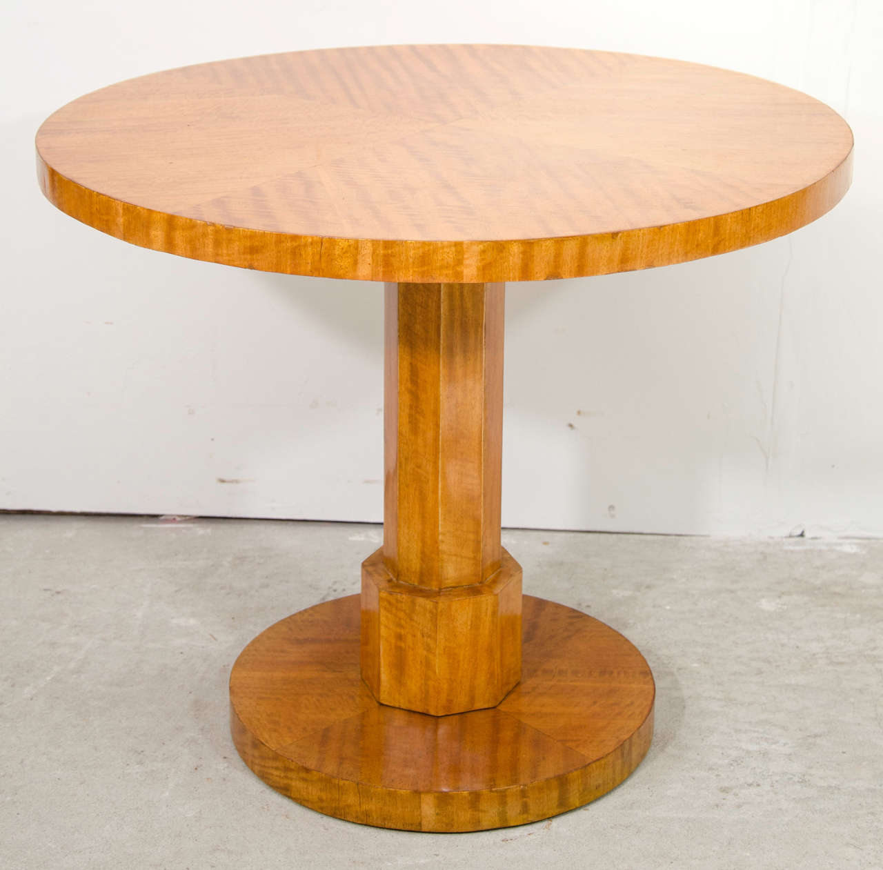 Beautiful French pair African satinwood art deco side tables