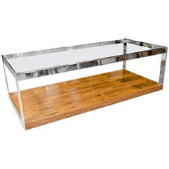 Vintage Chrome, Glass and Rosewood Coffee Table