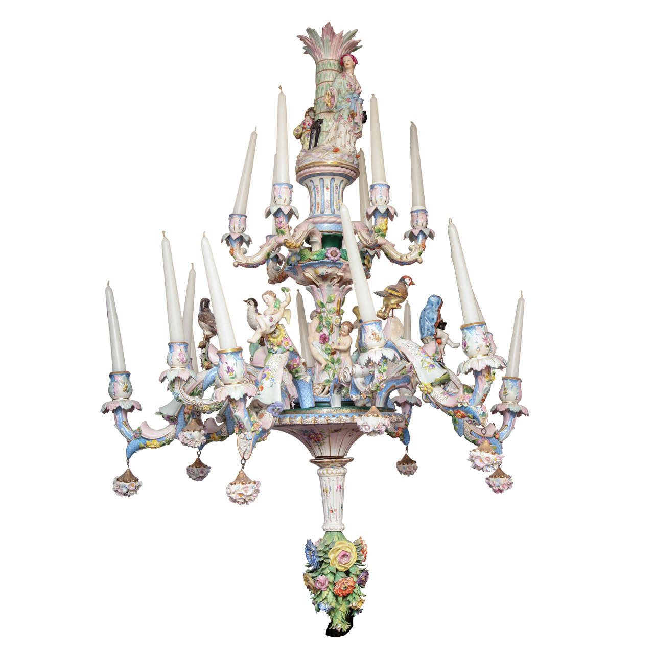 A Large And Rare 19 Century Chinoiseri Style Porcelain Chandelier