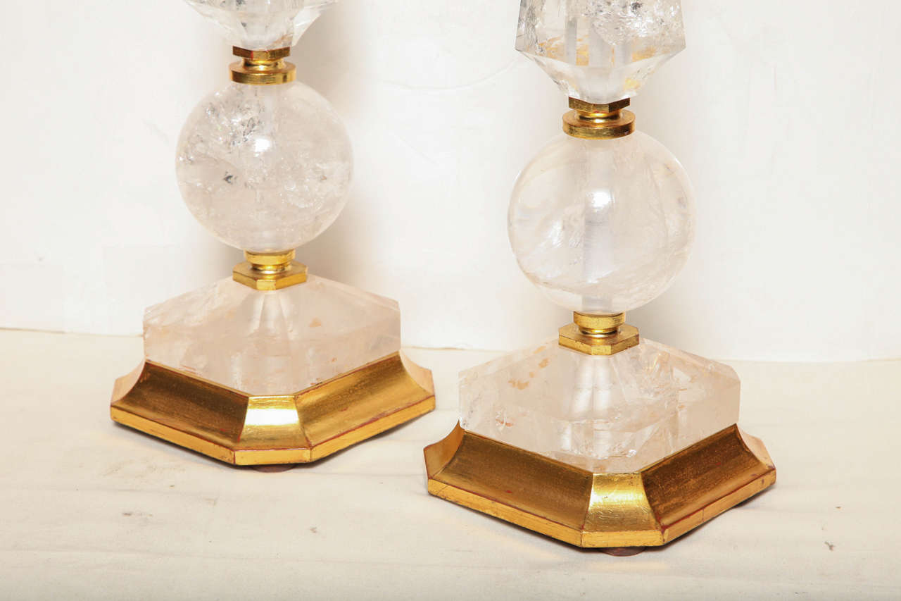 Pair Of Classical Style Rock Crystal Lamps In Good Condition In New York, NY