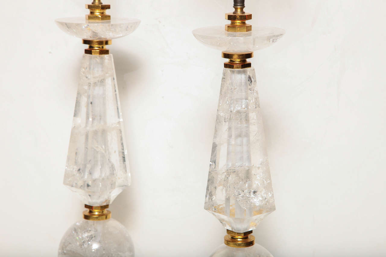 Contemporary Pair Of Classical Style Rock Crystal Lamps