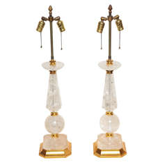Pair Of Classical Style Rock Crystal Lamps