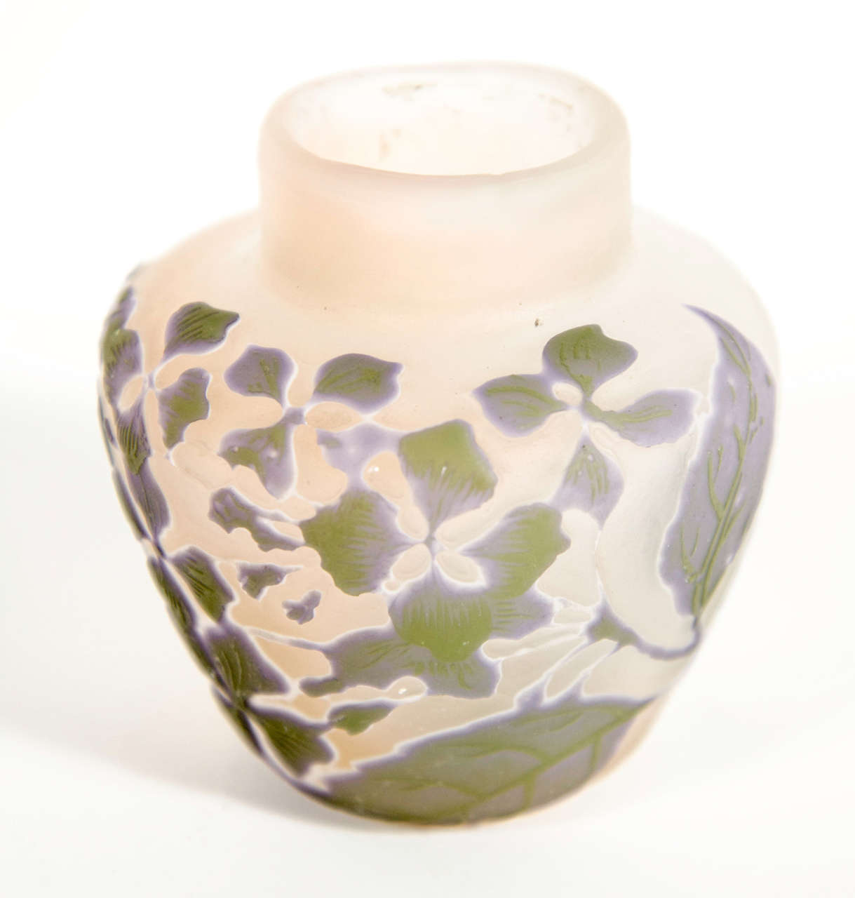 Art Nouveau Lavender & Celadon Etched Glass Cameo Vase signed by Galle