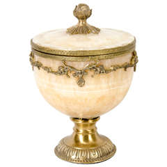 Exquisite Gilded Onyx Compote with Neoclassic Detailing