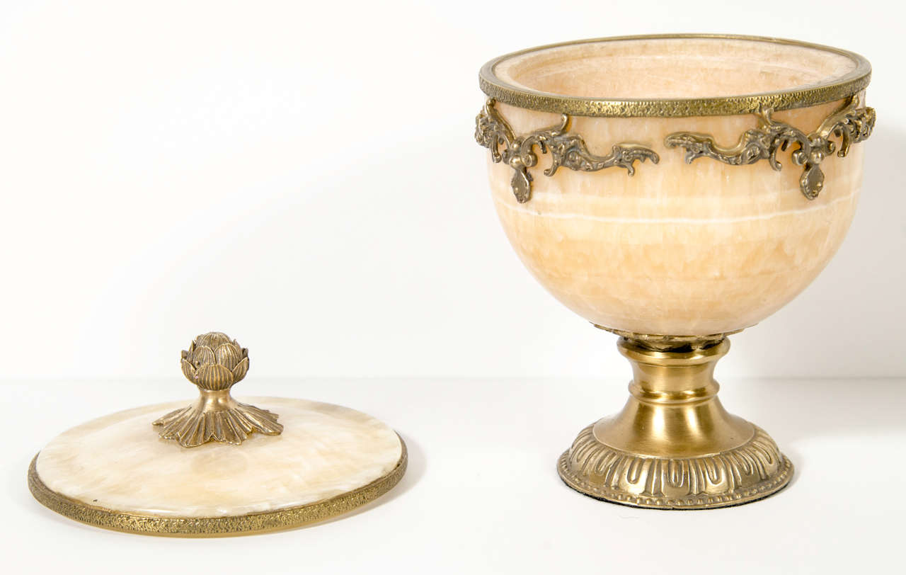 Exquisite Gilded Onyx Compote with Neoclassic Detailing 1