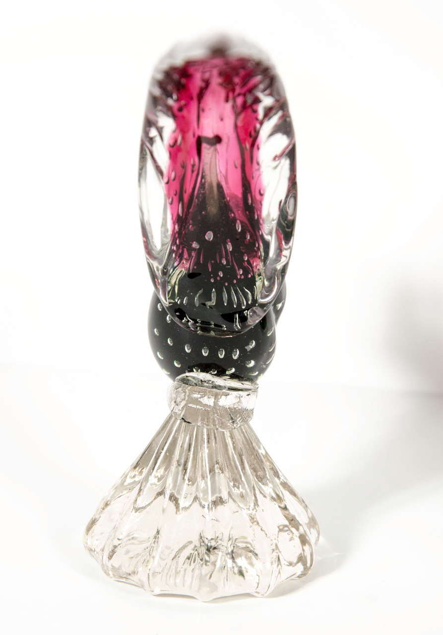 Mid-20th Century Pair of Elegant Mid-Century Murano Glass Pheasants