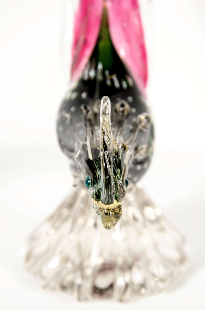 Pair of Elegant Mid-Century Murano Glass Pheasants 1