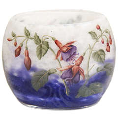 Art Nouveau Fuchsia & Purple Acid Etched Glass Cameo Vase signed by Daum