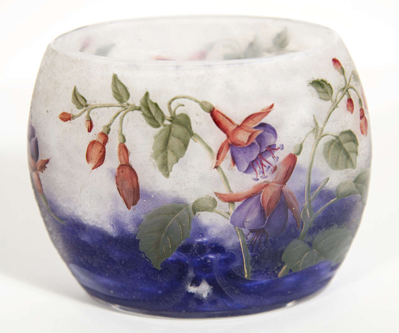 Art Nouveau Fuchsia & Purple Acid Etched Glass Cameo Vase signed by Daum 1