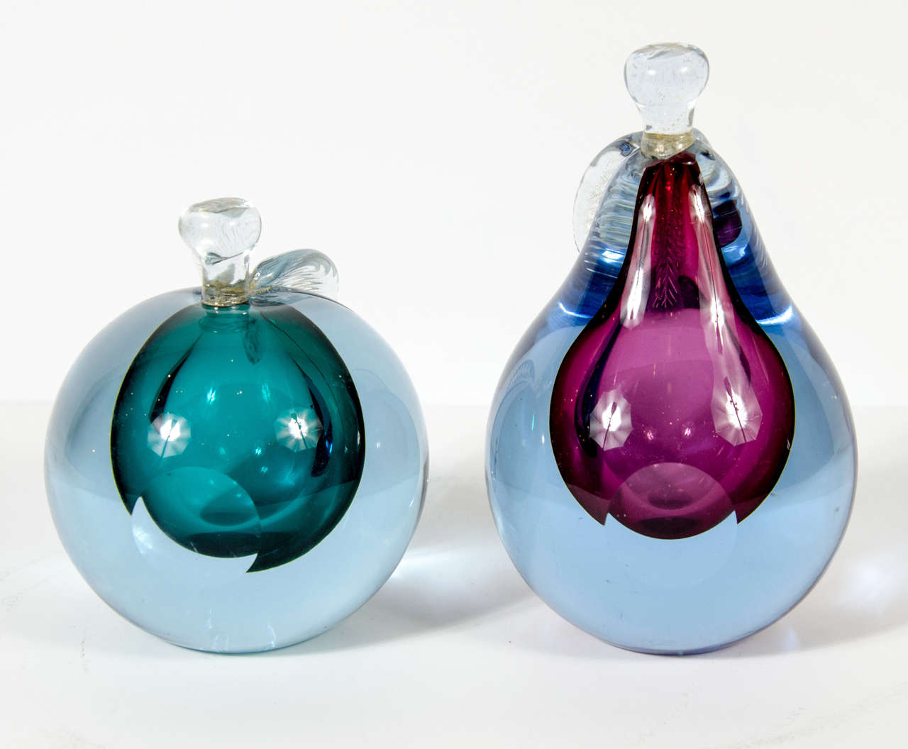 Hand Blown Murano Glass Pear and Apple by Barbini 3