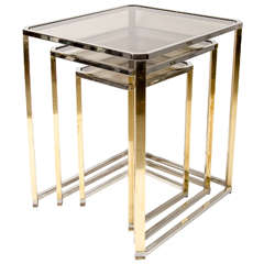 Set of Three Chic Mid-Century Modernist Nesting Tables