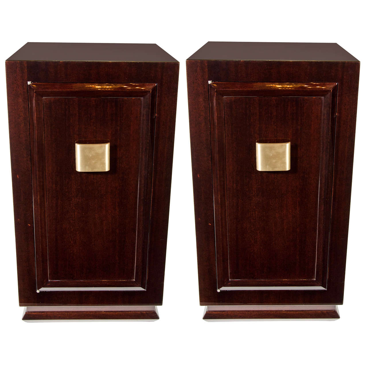 Pair of Stunning Mid-Century End Tables/Cabinets in the Manner of James Mont