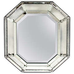 Luxe 1940's Octagonal Smoked Venetian Glass Mirror