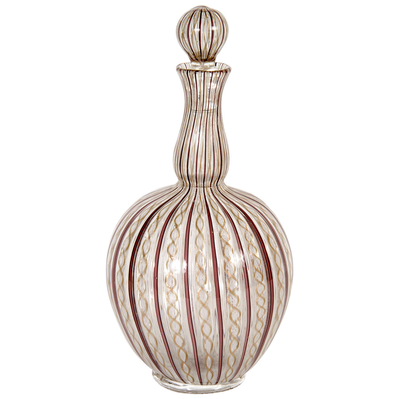Gorgeous Hand Blown Zanfirico  Murano Glass Decanter